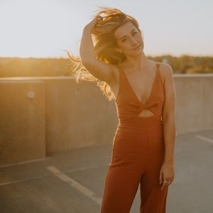 Abercrombie & Fitch Cut out twist rust jumpsuit